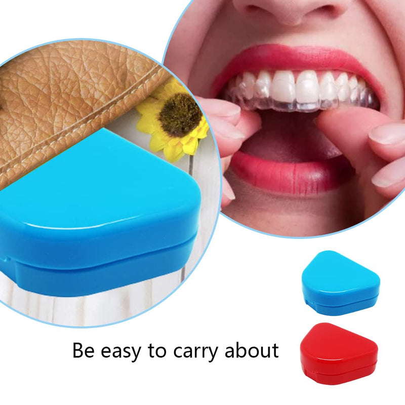 [Australia] - Pack of 2 Retainer Cases Retainer Containers with Vent Holes Orthodontic Dental Retainer Boxes for Denture Invisalign Braces Mouth Guard (Red, Blue) 