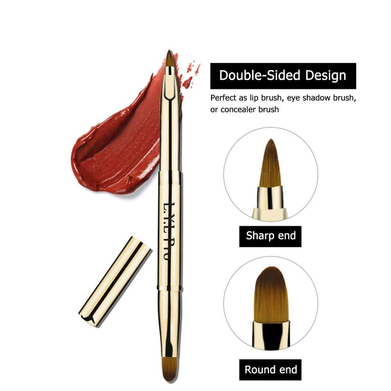 [Australia] - L.Y.L Pro Gold Retractable Lip Makeup Brushes Double-Ended Retractable Lip Brush Travel Lipstick Gloss Makeup Brush for Christmas Gifts 