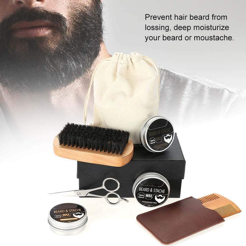 [Australia] - Beard Care Kit for Men,Beard Growth Grooming & Trimming Kit with Beard Balm, Beard Brush, Beard Comb, Sharp Scissors, Comb Bag,Cloth Bag,Best Perfect Gift 