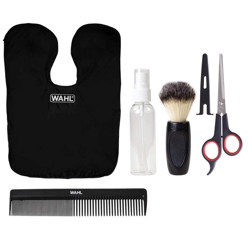 [Australia] - Wahl 6 Piece Haircutting Accessory Kit, Hair Cutting Set, Professional Haircut Kit with Cutting Scissors, Neck Brush, Comb, Cape, Hair Cut at Home 