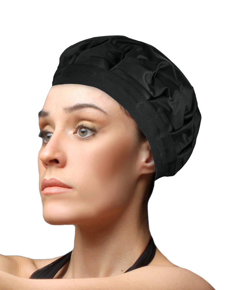 [Australia] - Cordless Deep Conditioning Heat Cap - Hair Styling and Treatment Steam Cap | Heat Therapy and Thermal Spa Hair Steamer Gel Cap - Black 1 Count (Pack of 1) 
