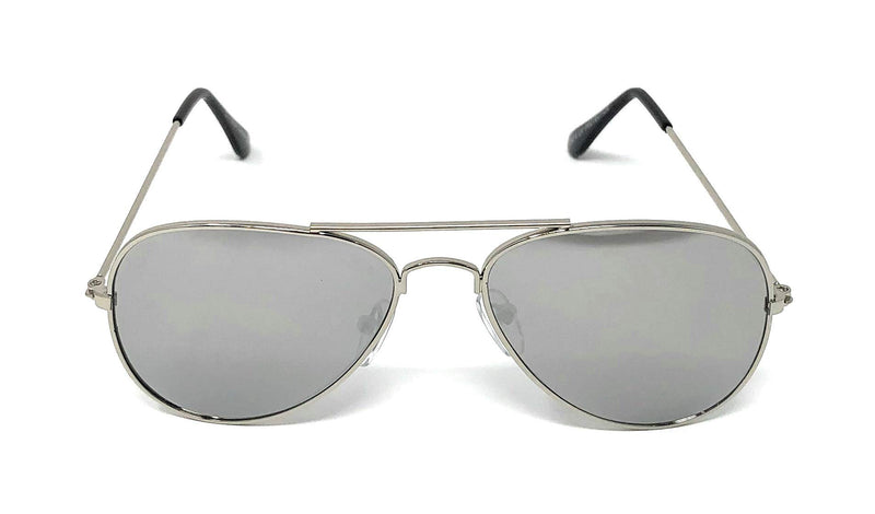 [Australia] - WebDeals Retro - Children's Size Metal Aviator Sunglasses A#1 Silver Frame, Silver Mirror 