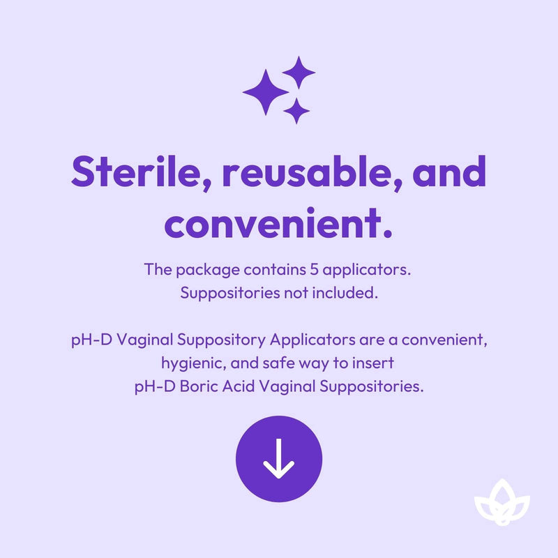 [Australia] - pH-D Feminine Health Support Vaginal Suppository Applicators, Ideal for Boric Acid Suppositories, Reusable, Fits Most Vaginal Suppositories, Made in The USA, 5 Count 