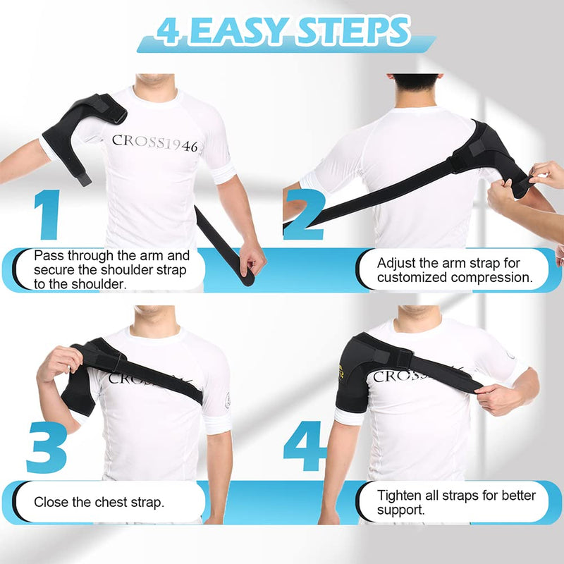 [Australia] - HOPPOLE Adjustable Shoulder Brace, Compression Shoulder Support,Shoulder Strap for Men Women, Relief for Shoulder Injuries, Tendonitis Black One Size 