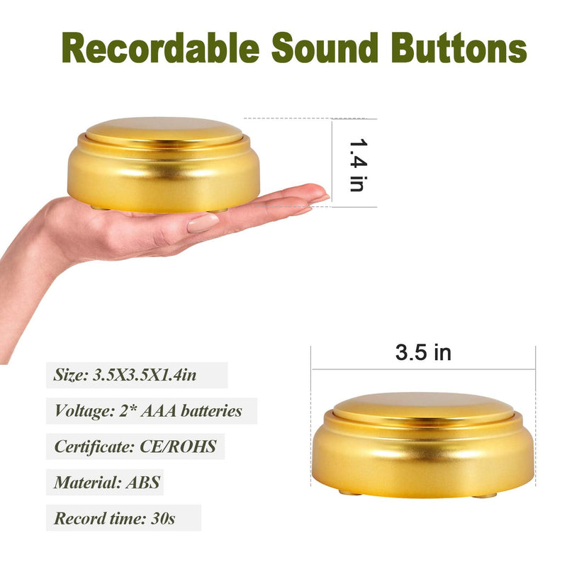 [Australia] - Cover Easy Button Recordable Sound Talking Button Custom Office Desk Gag Gift 30 Seconds 2 AAA Batteries Included - Newest Color- Gold 