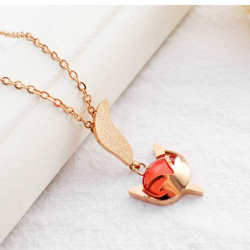 [Australia] - Lullabb Women Owl Pendant Choker Necklace Stainless Steel CZ Crystal Charms Love Animal Jewelry for girls in Gift Box Fox Plated Rose Gold 