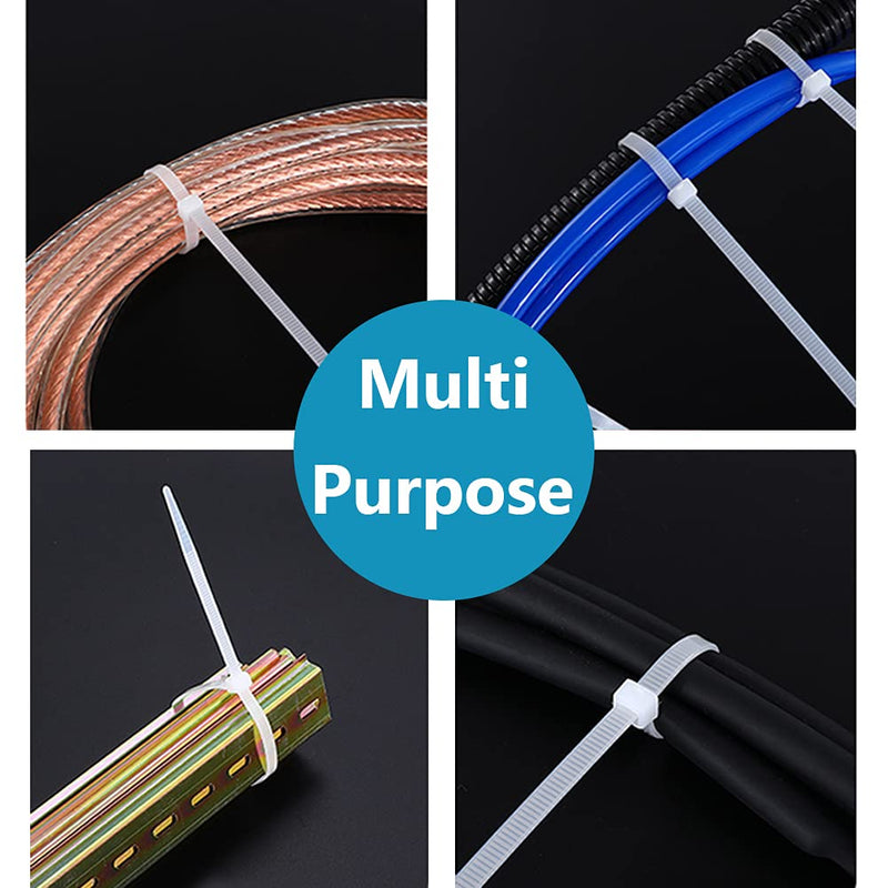[Australia] - Oksdown 300pcs White Zip Ties Assorted Sizes 4/6/8/10/12 Inch Clear Plastic cable ties from Small to Large Heavy Duty Nylon tie Wraps Multi-Purpose Variety Wire Ties 