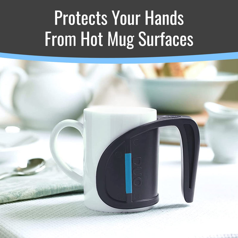 [Australia] - HealthSmart DUO Beverage Grip Handle for Mugs, Glasses and Bottles, Protects Hands from Hot Mug Surfaces, Blue, 0.5 Pound 