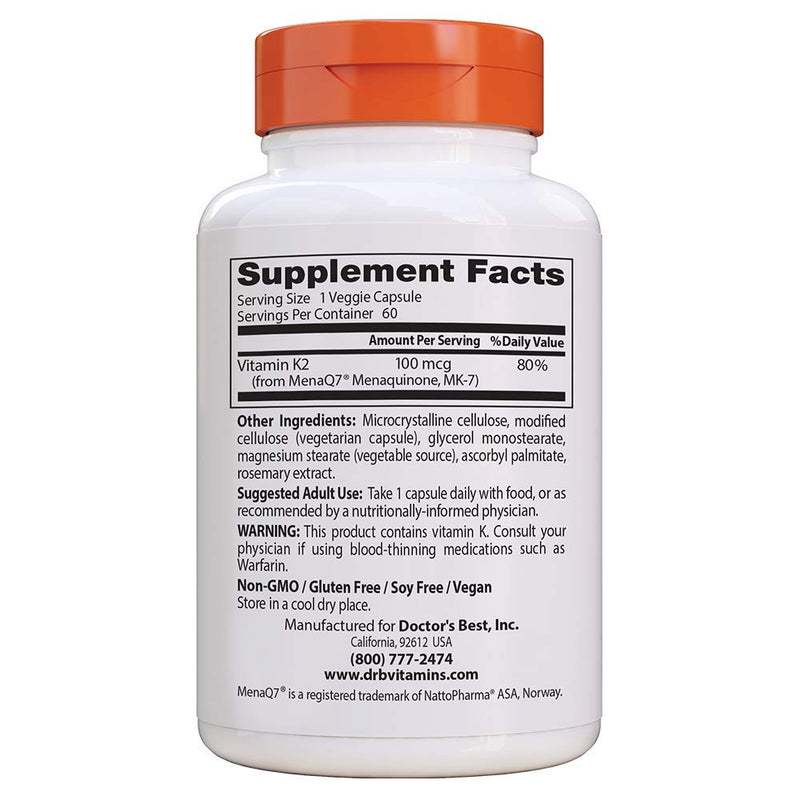 [Australia] - Doctor's Best Natural Vitamin K2 Mk-7 with MenaQ7, 60 Count 
