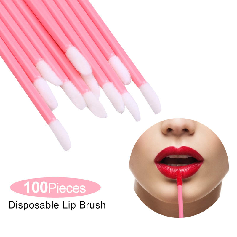 [Australia] - 100Pcs Disposable Lip Brushes , Make Up Brush Lip Gloss Applicators , Lipstick Lip Gloss Wands , Applicator Perfect Makeup Tool Kits（pink） Pink 