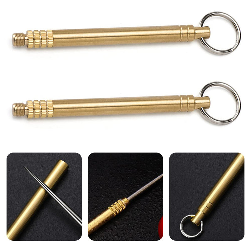 [Australia] - 5 Pcs Portable Toothpicks with Key Ring Metal Toothpick Titanium Toothpicks Multifunctional Metal Toothpick for Outdoor Picnic and Camping 