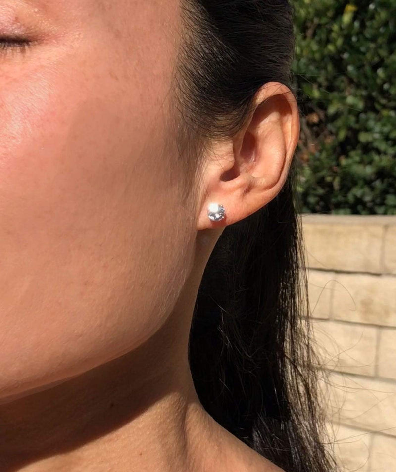 [Australia] - Stud Earrings for Women 925 Sterling Silver Earingings 4mm to 8mm Cubic Zirconia Earrings Sparkly Silver Stud Earrings Men 7mm Earring 