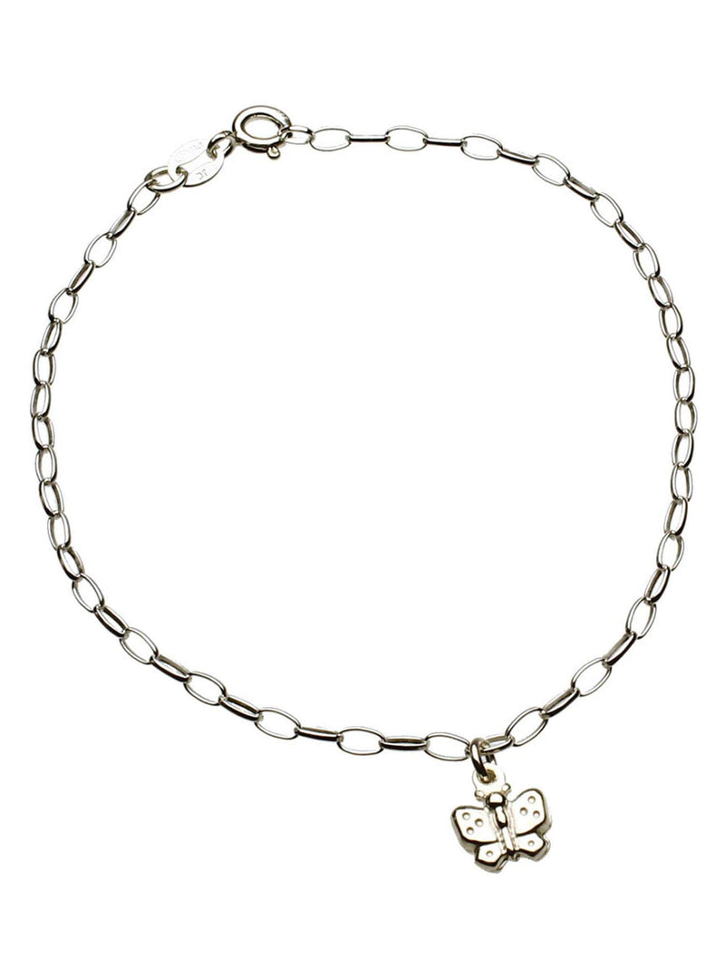 [Australia] - Set of 3, Sterling Silver Puff bear, Butterfly, Dolphin Charm Bracelet, Anklet Adjustable 7.5 Inches 