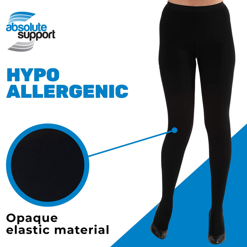 [Australia] - Absolute Support - Opaque Compression Stockings Pantyhose Women 20-30mmHg for Circulation - Made in USA - Firm Graduated Support Hose for Ladies - High Waist Tights - Black, Small 