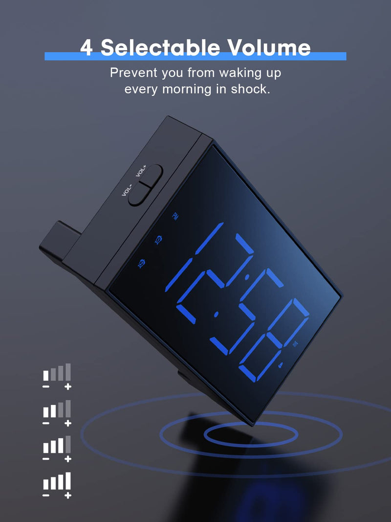 [Australia] - Digital Alarm Clocks for Bedrooms, Dual Alarm Clock with Battery Backup, USB Charger, Adjustable Dimmer & Volume, 12/24H & Snooze, Easy to Use, Simple Bedside Digital Clocks for Seniors, Teens, Kids Blue 