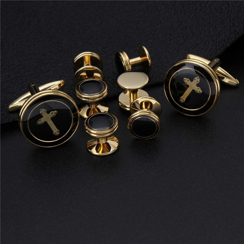[Australia] - AMITER Cufflinks and Tuxedo Studs for Men Shirt Plated with Gold Color - Best Gift for Husband 