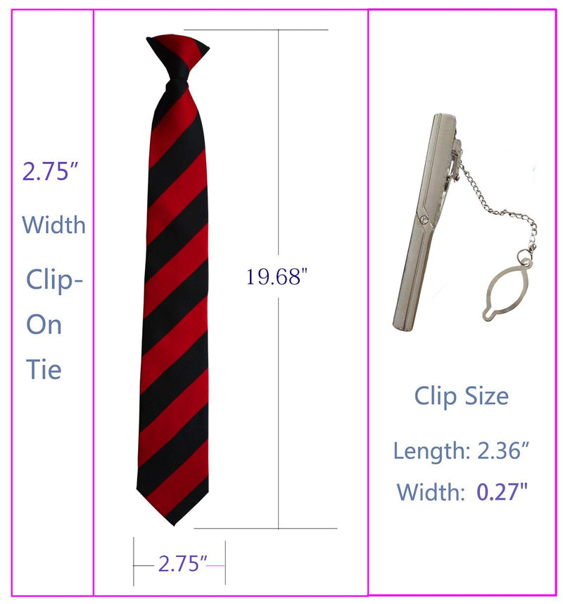 [Australia] - Simpowe Mens Clip On Tie with Tie Clip Black+red 2.75" 