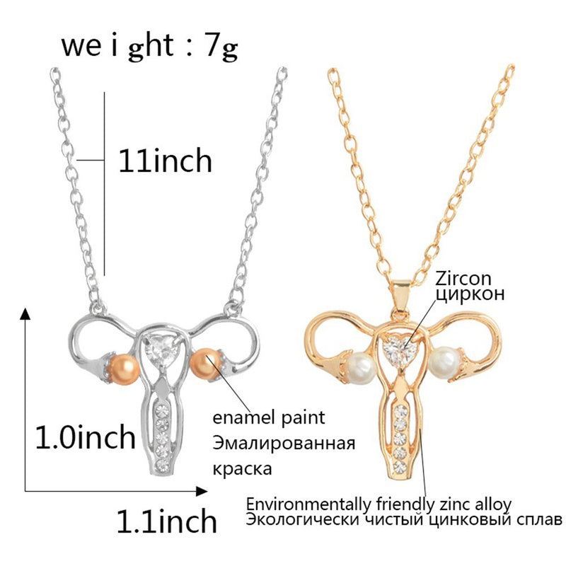 [Australia] - AILUOR Uterus Ovary Pendant Necklace, Feminist Medical Symbol Female Organ Gynecologist Nurse Gift Jewelry Gold 