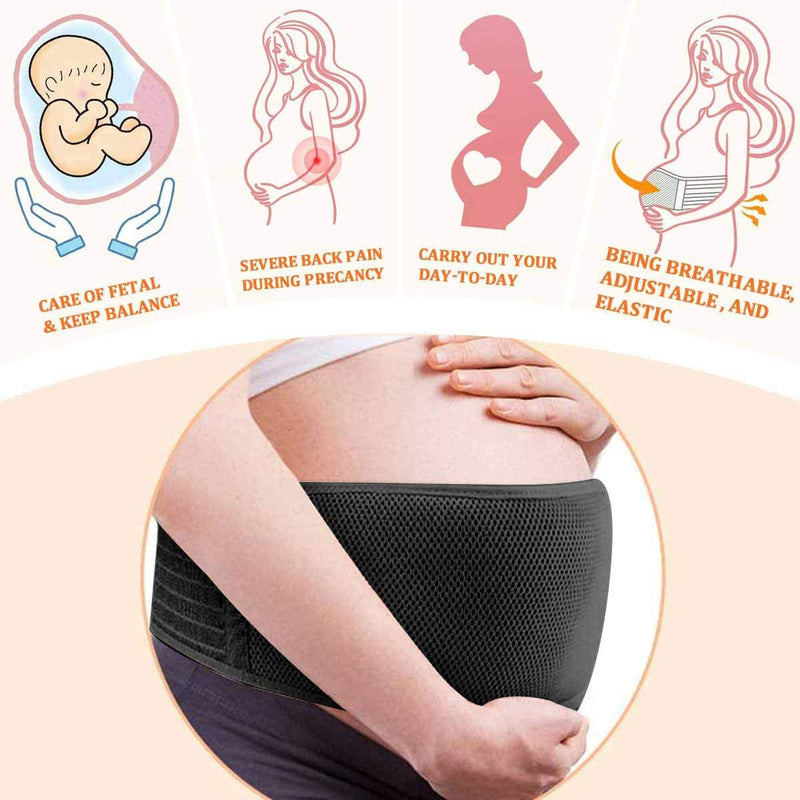 [Australia] - Belly Band for Pregnancy Maternity Belt Pregnancy Support Belt Bump Band Abdominal Brace Belt - Relieve Lower Back , Pelvic and Hip Pain ( Breathable / Adjustable ) (Black) Black 