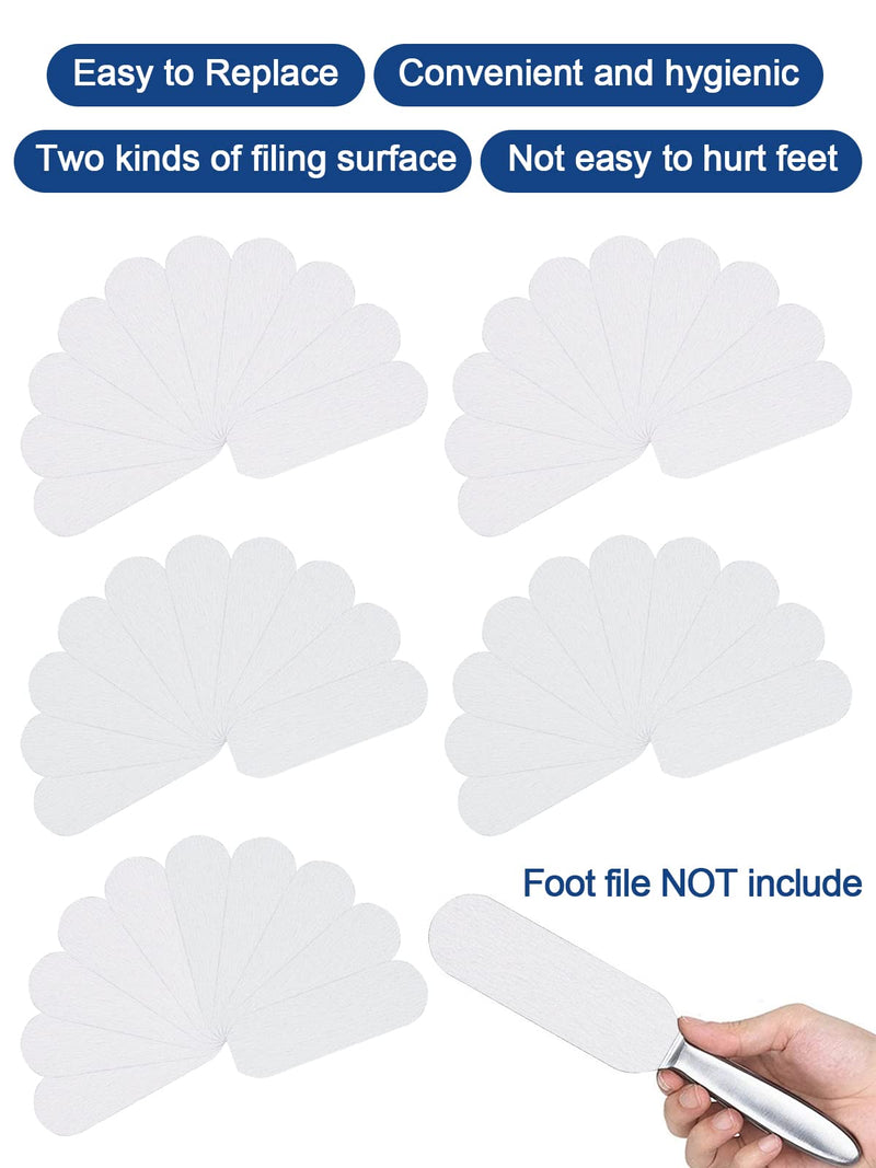 [Australia] - EBANKU 50 PCS Foot Files Reusable Stainless Steel Foot File Callus Remover Professional Abrasive Feet Rasp Foot Refill Pads Pedicure Sandpapers Replacement (White) 