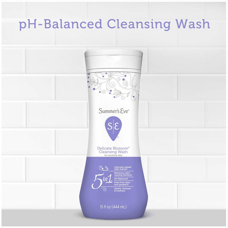 [Australia] - Summer's Eve Cleansing Wash | Delicate Blossom | 15 Ounce | Pack of 1 | pH-Balanced, Dermatologist & Gynecologist Tested 15 Fl Oz (Pack of 1) 