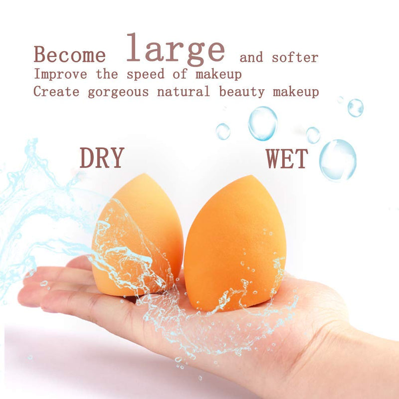 [Australia] - Beauty Sponge Makeup Blender(6 Pcs) Makeup Sponge Blender Beauty Set Flawless Application for Liquids,Concealer,Cream,Powder + Lip Scrub Brush(1 Pcs) for Smoother and Fuller Lip Appearance Orange 