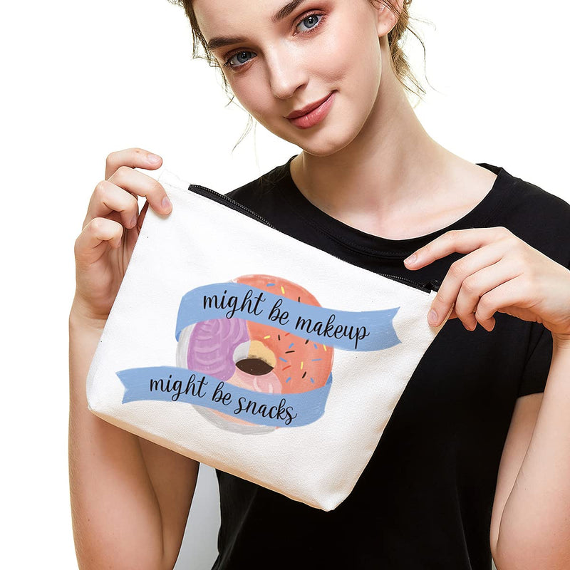 [Australia] - Funny Makeup Cosmetic Bag Zipper Pouch | Cute Might Be Makeup Might Be Snacks Cosmetic Travel Bag Toiletry Make-Up Case Multifunction Pouch Gifts for Women Girls Friend Mom Sister Teens 