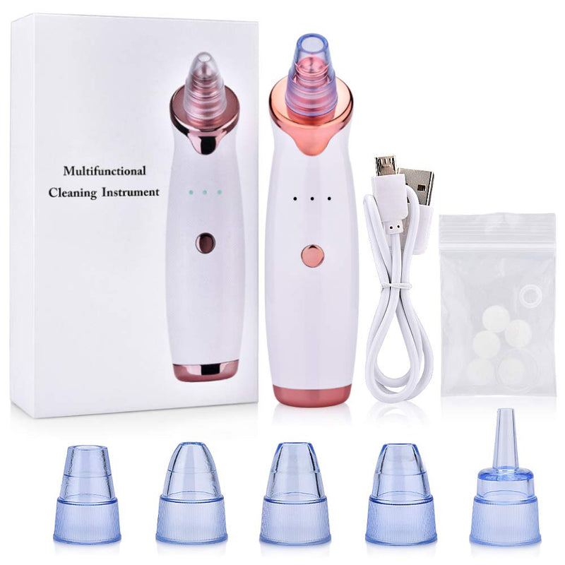 [Australia] - Aibeau Blackhead Remover Electric Blackhead Vacuum Suction Rechargeable Whitehead Remover Tool Kite Cleanser with 4 Replaceable Heads, Hot Pack Function and 3 Modes 
