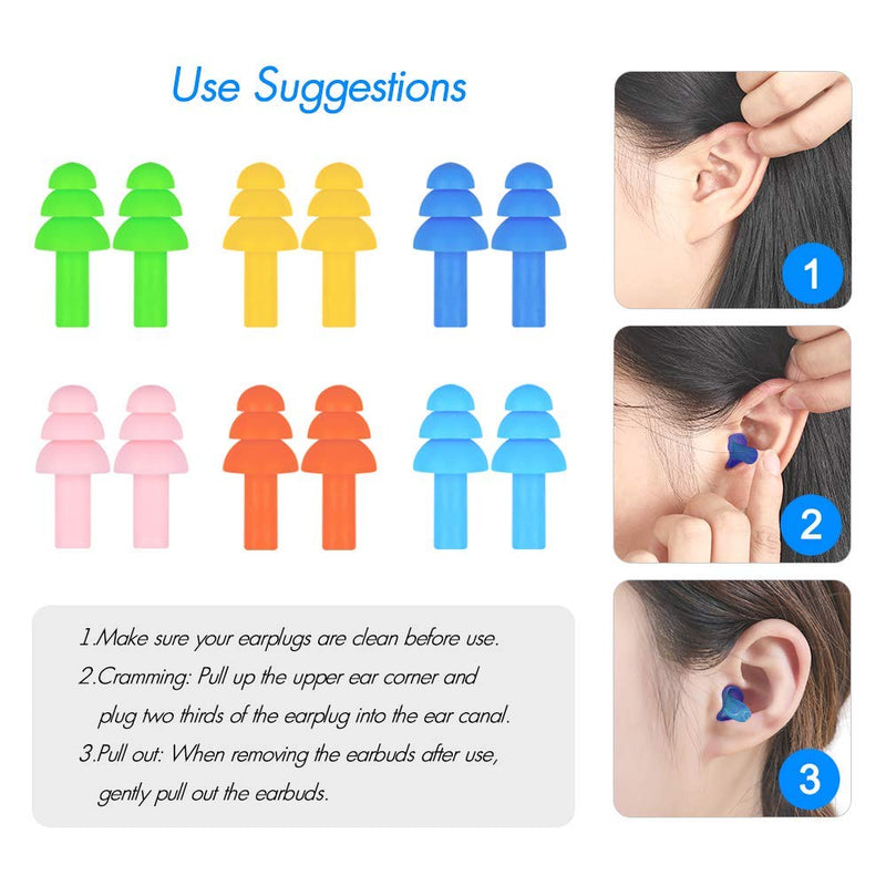 [Australia] - 50 Pairs Ear Plugs for Sleeping Noise Cancelling, Reusable Silicone Sound Blocking Earplugs, Waterproof Noise Reduction Ear Plugs for Shooting, Swimming, Concerts, Snoring 