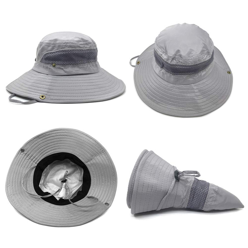 [Australia] - SIYWINA Sun Hats for Men Sun UPF50+ Hat Summer Men Outdoor Bucket Fishing Hats Wide Brim Lightweight Men's Sun Hats Unisex Light Gray 