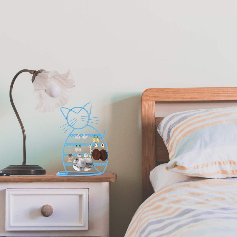 [Australia] - Earring Holder Stand Earring Holder Organizer with B'onus | earring holder for girls in cat shape Blue 