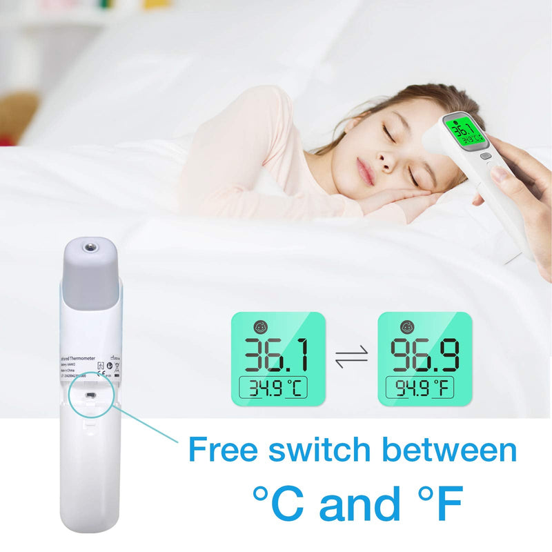 [Australia] - Wellue Touchless Baby Thermometer, Infrared Forehead and Ear Thermometer, Medical Temporal Thermometer for Adults, Kids, Babies, Large LCD Screen, Memory Recall and Fever Alarm Non-Bluetooth Version 