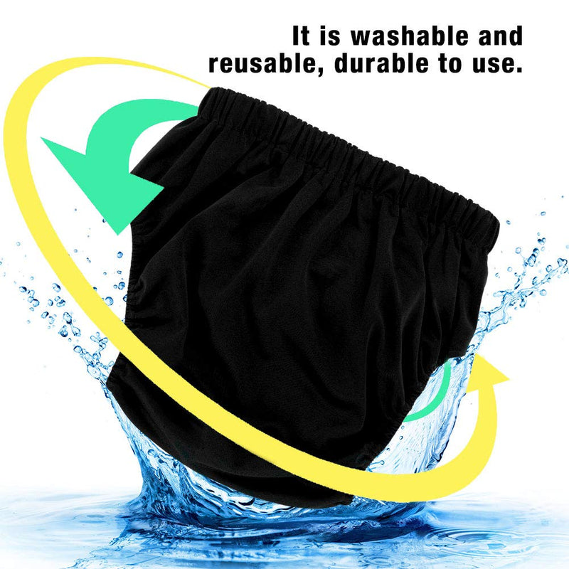 [Australia] - Adult Diaper Pants Incontinence Nappy, Adjustable Washable Dual Opening Pocket Reusable Leakfree Insert Cloth Diapers for Disability Care(Black) Black 