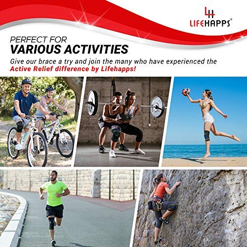 [Australia] - Active Relief Knee Brace by Lifehapps - Patella Knee Support Compression Sleeve with Side Stabilizers for Arthritis Joint Pain, Meniscus Tears, ACL, MCL Injuries, Exercise, Running (3XL, Black) 