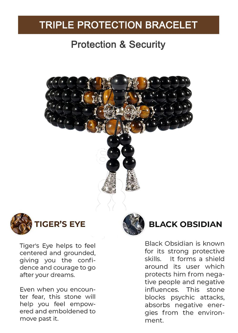 [Australia] - Chakra Bracelet Crystal Natural Reiki Stone Healing Crystals for Yoga Meditation Gift 3PCS with Black Package Bag 