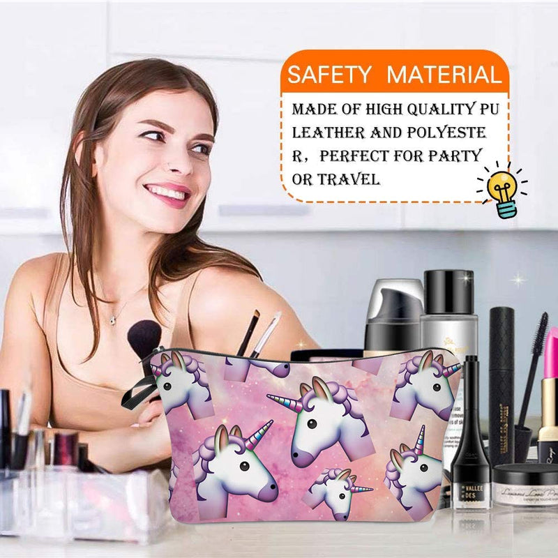 [Australia] - Makeup Bags,Travel Cosmetic Bags Brush Pouch Toiletry Wash Bag Portable Travel Make up Case for Women and Girls,Pink unicorn Pink Unicorn 