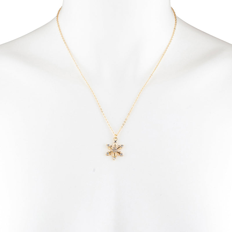 [Australia] - Lux Accessories Gold Tone Christmas Holiday Festive Snowflake Pendant Necklace 