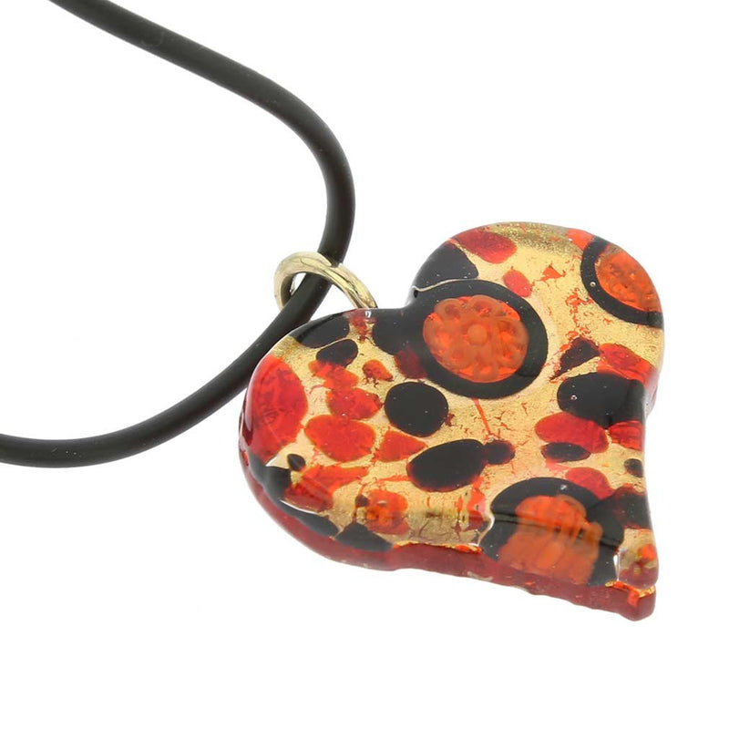 [Australia] - GlassOfVenice Murano Glass Venetian Reflections Heart Necklace and Earrings Set - Black Red 