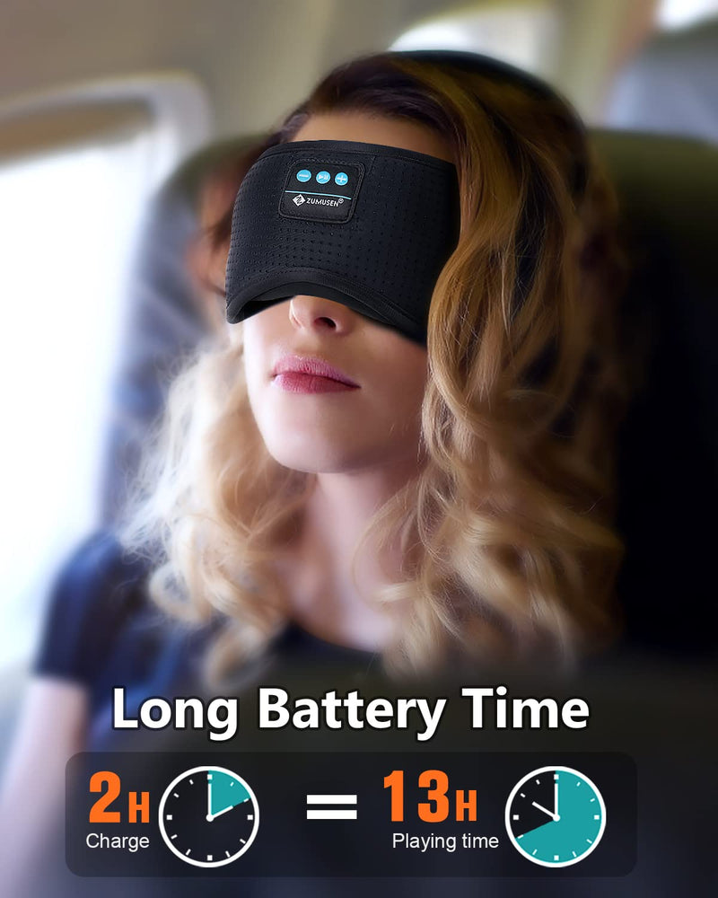 [Australia] - Sleep Headphones, White Noise Bluetooth 5.2 Sleep Eye Mask,3D Breathable Wireless Sleep Mask with Timer for Side Sleepers Travel Relaxation, Meditation, Cool Gadgets for Women Man Cool Black 