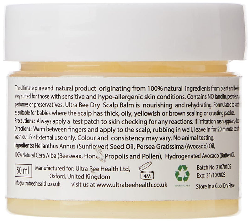 [Australia] - Ultra Bee Naturally Bee Beautiful 100% Natural Dry Flaky Scalp Balm with Honey and Propolis 50ml 