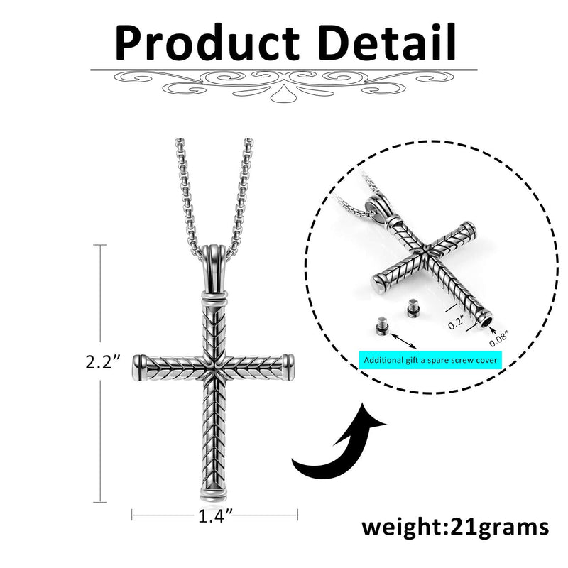 [Australia] - Cross Necklace for Men Christian Lord’s Prayer Tube Locket Crucifix Pendant Necklaces Pray Jewelry Boyfriend Gift Blalck 