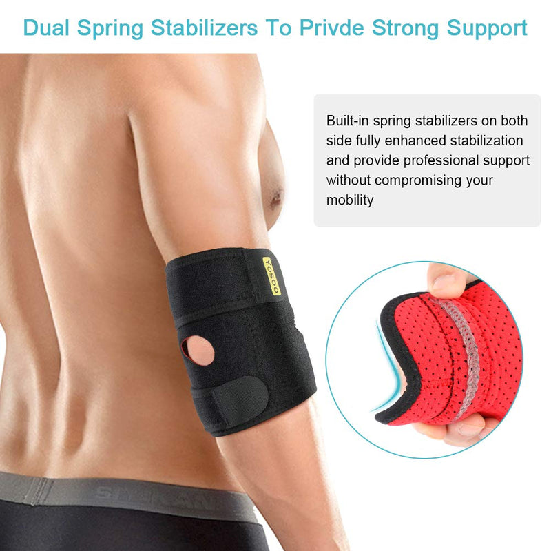 [Australia] - Elbow Brace, Adjustable Elbow Support with Dual-Spring Stabilizer, Elbow Strap for Golfers Elbow, Tennis Elbow, Arthritis, Tendonitis, Sports Injury Pain Relief and Protection 