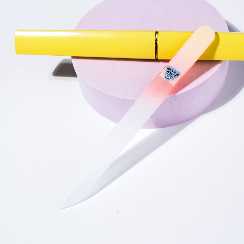 [Australia] - Premium Czech Glass Nail File by Bona Fide Beauty - Birthday Gifts for Women - Crystal Nail File Yelloworange 
