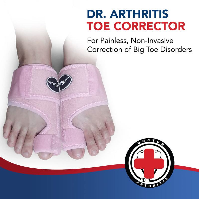 [Australia] - Toe Straightener Foot Brace - Adjustable Foot Wrap and Big Toe Brace to Correct Toes - Bunion Corrector for Men & Women by Dr Arthritis (Pink) Pink 