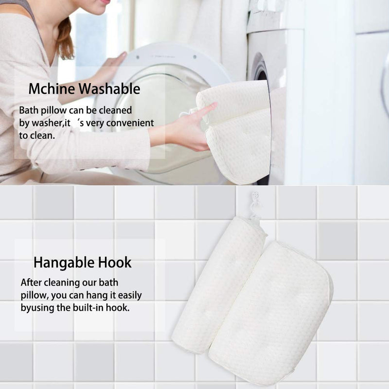 [Australia] - GUIFIER Bathtub Pillow, Upgrade 4D Air Mesh Bath Pillows for Tub Neck and Back Support, Bath Tub Pillow Rest Breathable Bath Accessories for Women & Men, Spa Pillow, Powerful Suction Cups 4d Air-mesh 