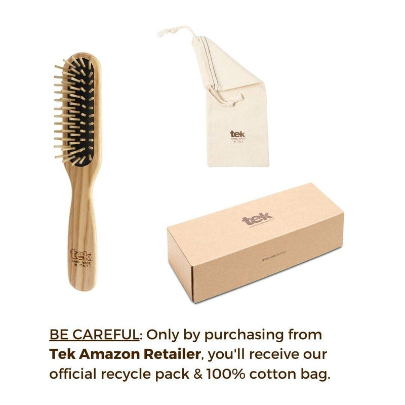 [Australia] - TEK - Rectangular Brush with Short Tooth in Ash Wood Handmade in Italy, for Short Hair - 22 x 4 cm 22x4.5 cm (Pack of 1) 