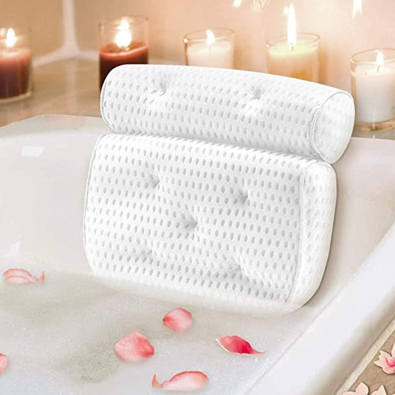 [Australia] - GUIFIER Bathtub Pillow, Upgrade 4D Air Mesh Bath Pillows for Tub Neck and Back Support, Bath Tub Pillow Rest Breathable Bath Accessories for Women & Men, Spa Pillow, Powerful Suction Cups 4d Air-mesh 