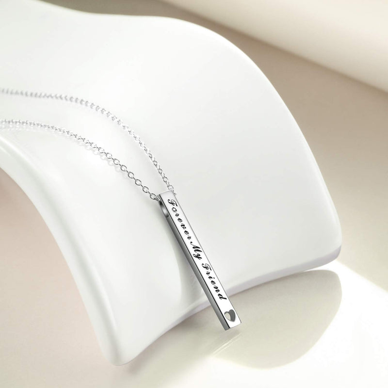 [Australia] - Sister Gifts from Sister, Sterling Silver Bar Necklace, Inspirational Jewelry Birthday Gifts for Sister Women Friends A Always My Sister Forever My Friend-Silver 