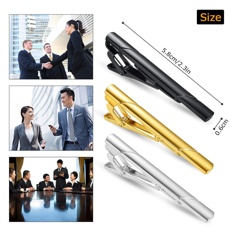 [Australia] - Roctee 4 Pack Tie Pin for Men, Regular Tie Clip Set Tie Bar Necktie Bar Pinch Clips for Business Wedding and Daily Life, Include Black Navy Gold Silver 4 Colors 