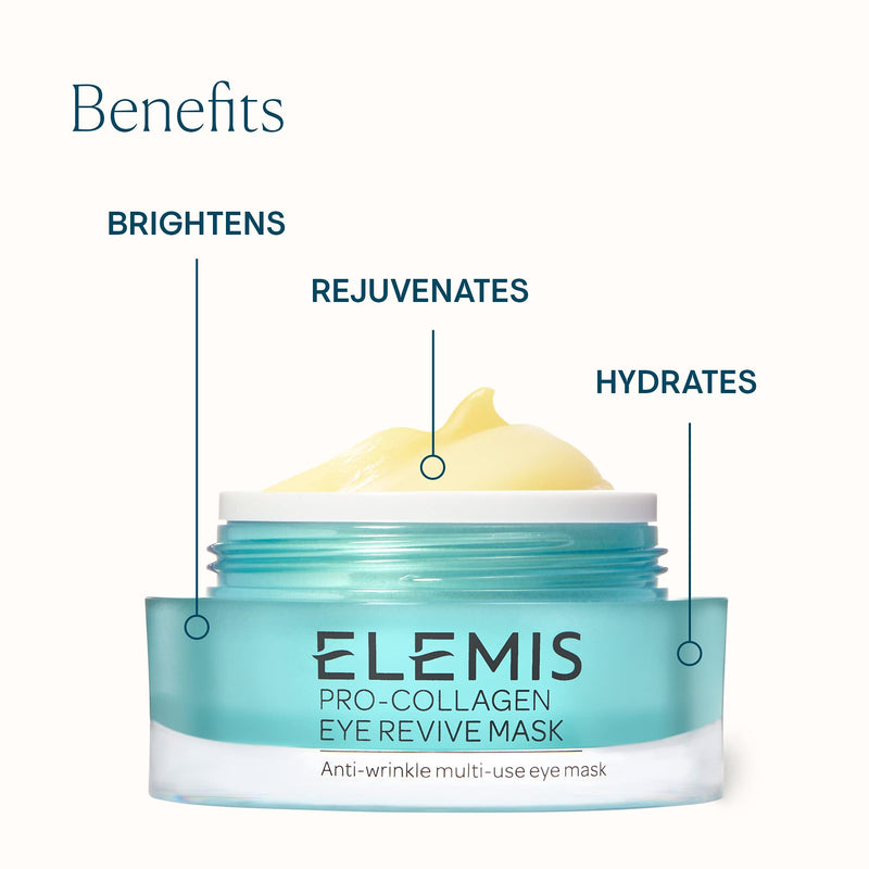 [Australia] - Elemis Pro-Collagen Eye Revive Mask, 3-in-1 Anti-Wrinkle Eye Cream for Dark Circles, Refreshing Eye Gel to Brighten, Hydrate and Rejuvenate, Moisturising Under Eye Cream with Hyaluronic Acid, 15 ml 